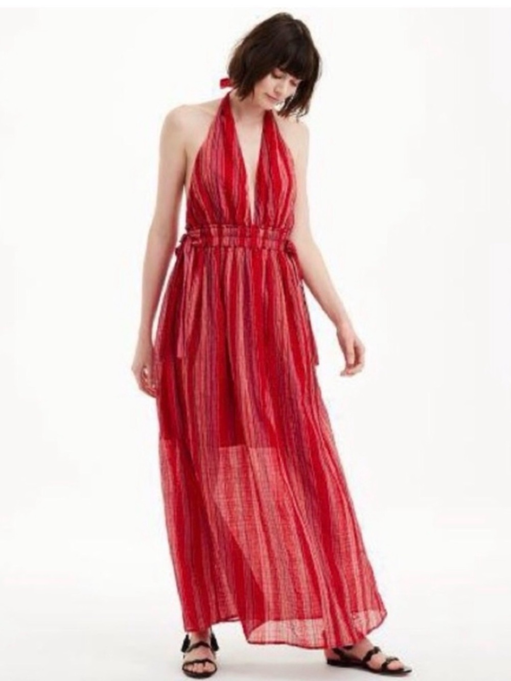Club Monaco Amaryllis striped halter maxi dress size 0